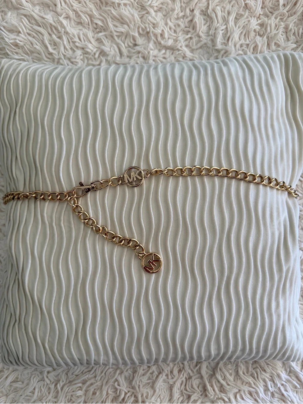 Michael Kors Gold Logo Chain Belt; Adjustable with Clasp (OS)